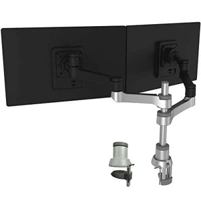 Image of R Go Zepher 4 C2 Dual Monitor Arm Desk Mount Adjustable Black/Silver