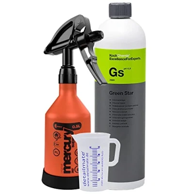 Image of detailmate Kwazar 360 Degree Spray Bottle Koch Chemie Green Star Universal Cleaner 1L Measuring Cup 50 ml
