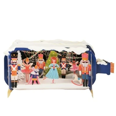 Image of Message in A Bottle Nutcracker Toys Pop Up Christmas Greeting Card XMIB090