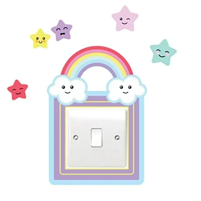 Image of Cute Rainbow &amp; Stars Light Switch Surround Art Vinyl Wall Stickers Children&#039;s Bedroom