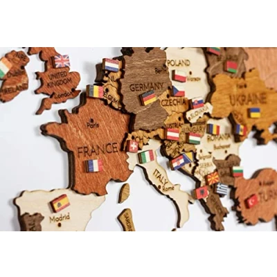 Image of World Flags wooden Markers (346 pieces) adhesive back thumb tacks map push pins for bulletin board, map, office