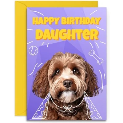 Image of Daughter Cockapoo Birthday Card Superhero Cute Dog Design A5 Size with Envelope