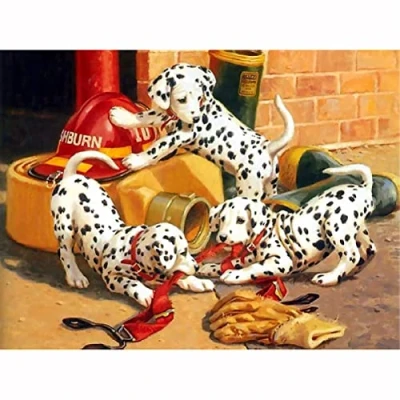 Image of DIY Diamond Painting Kits for Adults Kids Round Drill Dalmatian 30x40cm Full Art Crystal Rhinestone Embroidery Cross Stitch Pictures Canvas Arts Craft Home Wall Decor (12x16in)