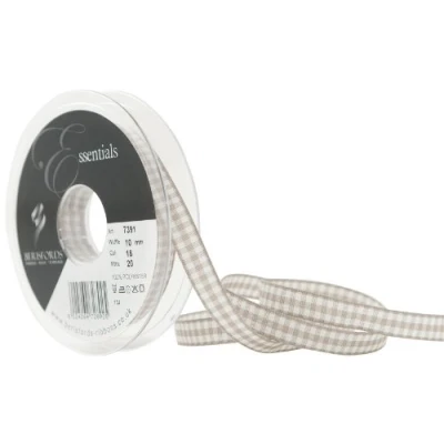 Image of Berisfords 10 mm Gingham Ribbon, Steel