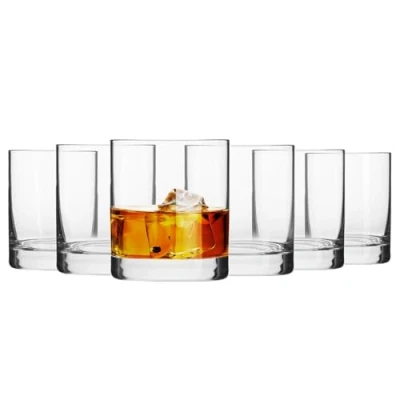 Image of Krosno Whiskey Gin Tumbler Glasses Set of 6 Glass Cup 300 ML Blended Collection Cocktail Drinking Gift Box Perfect for Home, Restaurants and Kitchen Dishwasher Safe Tumblers