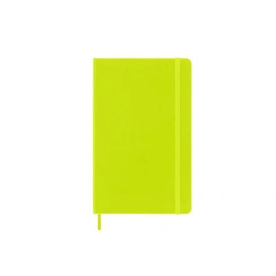 Image of Moleskine Classic Notebook, Plain Hard Cover and Elastic Closure, Size Large 13 x 21 cm, Colour Lemon Green, 240 Pages