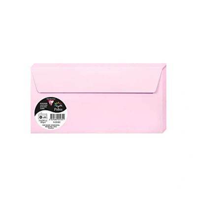 Image of Clairefontaine Ref 5535C Pollen Adhesive Envelopes (Pack of 20) DL Sized, 120gsm Paper, Printer Compatible, Acid Free, Strip for Easy Seal Light Pink