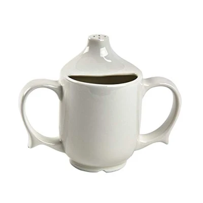 Image of Dignity 2 Handled Feeder Cup with Pierced Spout White