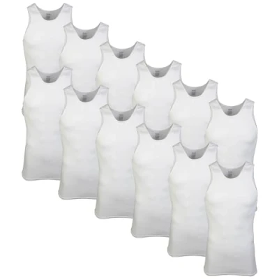Image of Gildan Men&#039;s A Shirt Tanks, Multipack, Style G1104, White (12 Pack), S