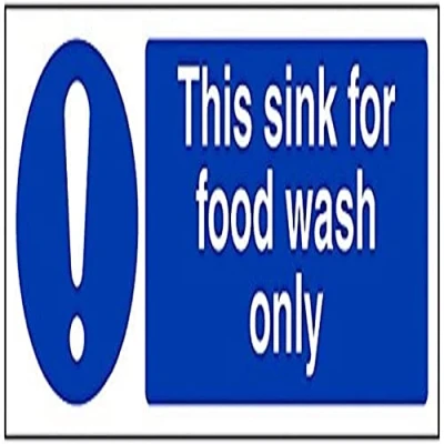 Image of V Safety This Sink For Food Wash Only Sign 300mm x 100mm 1mm Rigid Plastic