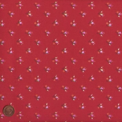 Image of Textiles français Red mini floral design (Mini Floral) French Fabric Cotton 140CM / 55&quot; Wide. Per Half Metre