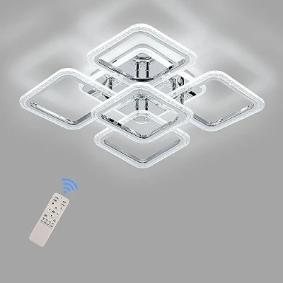 Image of STCH LED Ceiling Light, Kitchen Lights 100W, Lighting Dimmable 3000 6500K, Chandelier Light with Remote, Squares Lamp for Living Room Bedroom Hallway Home Office