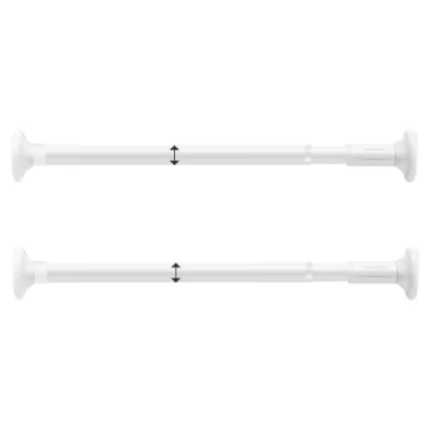 Image of KMOCEPLY 50 80cm Extendable Shower Curtain Tension Pole Rail Rod Sturdy No Drilling Telescopic Stainless Steel Rods Adjustable Clothes (2Pcs White)