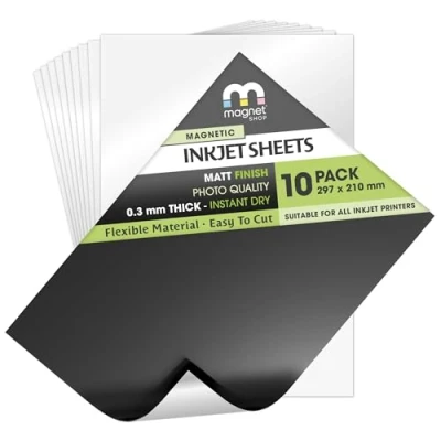 Image of The Magnet Shop Magnetic Photo Paper A4 Size with Matt Effect Finish for Home and Office Printers 10 Pack