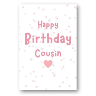 Image of Second Ave Cousin Pink Hearts Cute Happy Birthday Card Greetings For Her