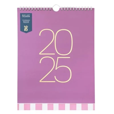 Image of Busy B 2025 Life Wall Calendar Jan To Dec Fuchsia with Month View, 12 Monthly Storage Pockets, Space for Notes, Do&#039;s &amp; Hanging Hook
