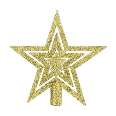 Image of VEYLIN Christmas Tree Topper,20CM Gold Glittered Star Topper for Ornament(Gold)