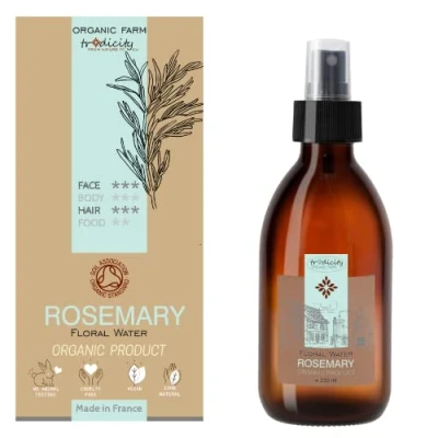 Image of tradicity Organic FARM Rosemary Floral Water 100% Natural Vegan Beauty Product Anti Aging Facial Toner Hair and Body Tonic DIY Cosmetics Base, 250 ml Pack of 1
