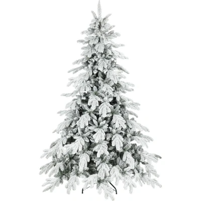 Image of HOMCOM 7ft Christmas Tree with Flocked Realistic Tips, Hinged Xmas