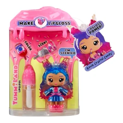 Image of Yummiland Lip Gloss Doll Roxie Crystal Candy Includes DIY Kit, Suitable for Children Ages 4+