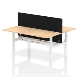 Image of Air B2B 1800x800mm Adjustable 2P Bench Desk CP Maple/White + Screen