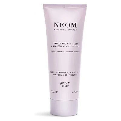 Image of NEOM Magnesium Body Butter 6.76 Fl Oz (200ml) Lavender, Chamomile &amp; Patchouli Essential Oils 100% Natural Fragrances Nourish Soften Signature Sleepy Scent