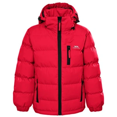 Image of Trespass Kids Tuff Waterproof Rain Jacket with Removable Hood Red, Size 3/4