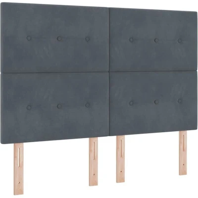 Image of vidaXL Headboard Button Tufted Dark Grey 160 cm Velvet