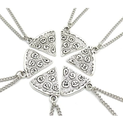 Image of JewelleryJoy Pizza Necklace Slice Best Friends Friendship Pendant for 2 (6 slices)