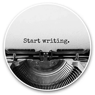 Image of Awesome Vinyl Stickers (Set of 2) 30cm BW Start Writing Typewriter Writer Fun Decals for Laptops,Tablets,Luggage,Scrap Booking,Fridges #36119