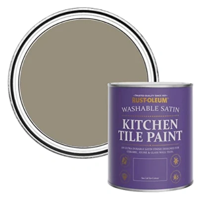 Image of Rust Oleum Brown water resistant Kitchen Tile Paint in Satin Finish Cocoa 750ml