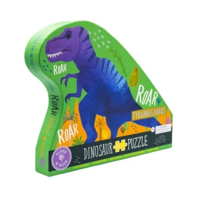 Image of Floss &amp; Rock Dinosaur Shaped Jigsaw Puzzle with Box, 40 Piece