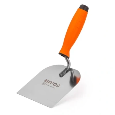 Image of Mivos Mason&#039;s Trowel 120 x 128 mm Made of Stainless Steel with Rubber Handle Stucco Rustproof Soft Grip Cleaning in the EU