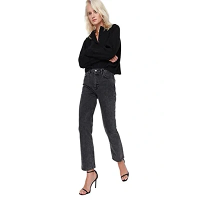 Image of Trendyol Women High Waist Straight Leg Bootcut &amp; Flared Jeans Schwarz