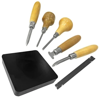Image of Stone Setting Claw Bezel Prong Lifter Pusher Roller Burnisher &amp; 4&quot; Rubber Block