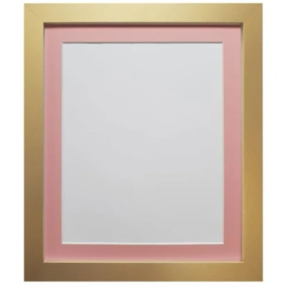 Image of FRAMES BY POST H7 Picture Photo Frame Plastic Glass Gold with Pink Mount 16 x 12 Image Size 10 Inch