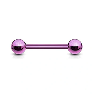 Image of The Goldmine UK 14GA (1.6mm) 1/2&quot;(12mm) Bar 5mm Balls, Purple Coloured Titanium IP over 316L Surgical Stainless Steel Barbell short Tongue or Nipple Piercing free delivery