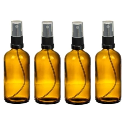 Image of AP Spray Bottle, 4 x 100 ml, Amber Glass, Reusable, Made in Germany