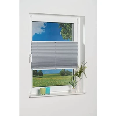Image of K home Pleated Blackout Blind, Polyester, Grey, 90 x 130 (W L)