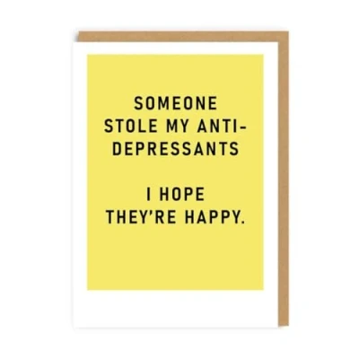 Image of Funny Birthday Card Anti Depressants Stylish Artwork Humorous Greeting