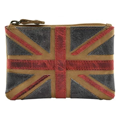 Image of Mala Leather Union Jack Coin Purse Brown Multi RFID 4214 29