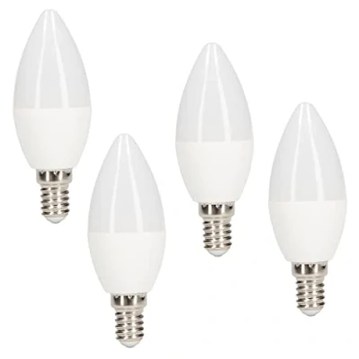 Image of Meridian 5.5W SES Dimmable Opal Candle Lamp Bulbs (Pack of 4) 40W 470Lm Multipack 3000k Warm White Light LED