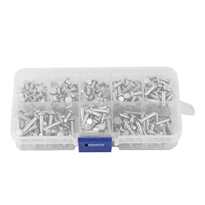 Image of 400pcs Rivet Set,Flat Head Aluminum Solid Rivet,Multi size DIY Metal Craft Repairs Studs Fasteners Tool,M3 Rivets 4/5/6/8/10/12/14/16mm