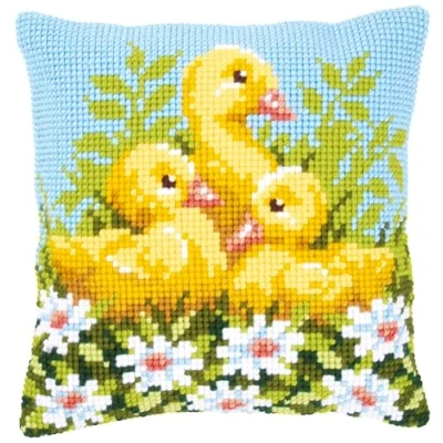 Image of Vervaco Ducklings with Daisies I Cross StitchCushion, Multi Colour