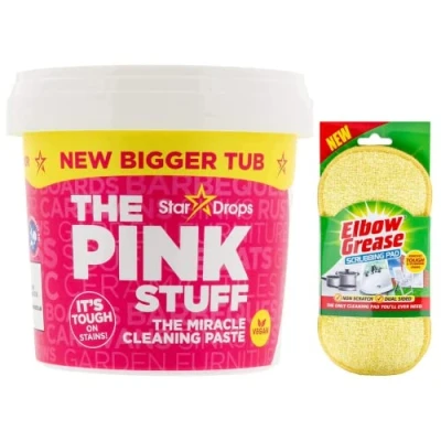 Image of Pink Stuff Multipurpose Cleaning Paste New Bigger Tub 850 G Non hazardous Household Cleaner with Elbow Grease Scrubbing Pad