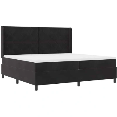 Image of vidaXL Box Spring Bed with Mattress Black 200x200 cm Velvet