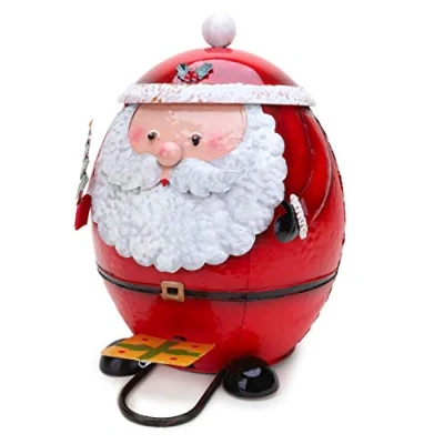 Image of Christmas Concepts® 39cm (15&#039;&#039;) Santa Claus Pedal Novelty Waste Bin Garden Sculpture Decorations