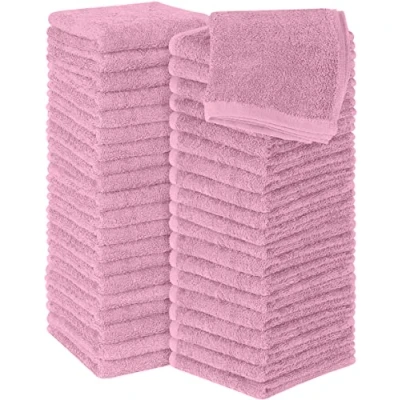 Image of Utopia Towels Cotton Washcloths Set 100% Ring Spun Cotton, Premium Quality Flannel Face Cloths, Highly Absorbent and Soft Feel Fingertip (60 Pack, Pink)