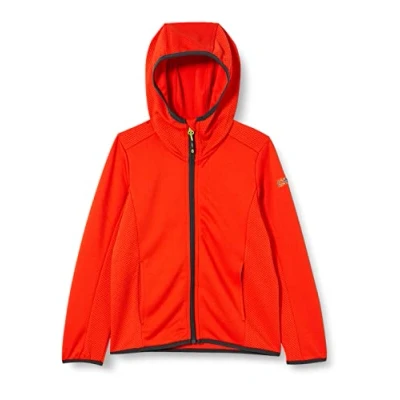 Image of CMP Kids Grid Tech Fleece Jacket with Fixed Hood Flame 98