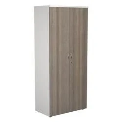 Image of 1800 Wooden Cupboard (450mm Deep) White Carcass Grey Oak Doors